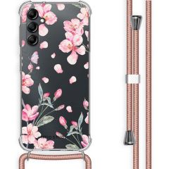 iMoshion Design hoesje met koord Samsung Galaxy A14 (5G/4G) - Bloem - Roze