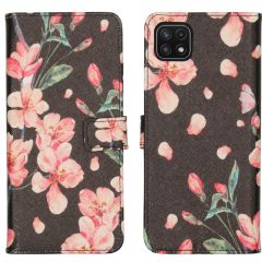 iMoshion Design Softcase Book Case Galaxy A22 (5G) - Blossom Black