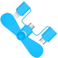 iMoshion 3-in-1 smartphone ventilator Lightning, USB-C & Micro-USB - Blauw