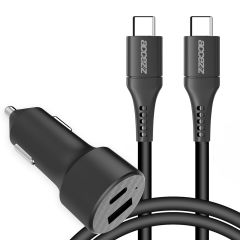 Accezz Car Charger 20W + USB-C naar USB-C kabel - 1 meter - Zwart