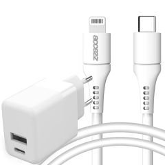 Accezz Wall Charger 20W + MFI Certified USB-C naar Lightning kabel - 1 meter - Wit