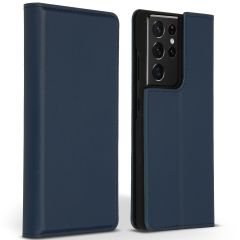 Accezz Premium Leather Slim Book Case Samsung Galaxy S21 Ultra - Donkerblauw