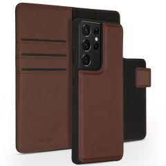 Accezz Premium Leather 2 in 1 Wallet Book Case Samsung Galaxy S21 Ultra - Bruin