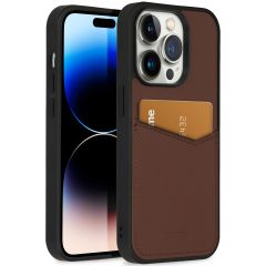 Accezz Premium Leather Card Slot Backcover iPhone 14 Pro - Bruin
