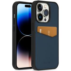 Accezz Premium Leather Card Slot Backcover iPhone 14 Pro - Donkerblauw