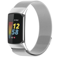 iMoshion Milanees magnetisch bandje Fitbit Charge 5 / Charge 6 - Maat S - Zilver