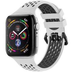 iMoshion Siliconen sport bandje gesp Apple Watch Series 1-9 / SE - 38/40/41mm - Wit / Zwart