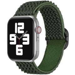 iMoshion Elastisch nylon bandje Apple Watch Series 1-9 / SE - 38/40/41mm - Donkergroen