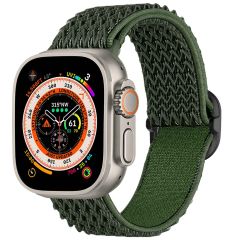 iMoshion Elastisch nylon bandje Apple Watch Series 1-8 / SE / Ultra - 42/44/45/49 mm - Donkergroen