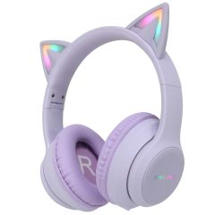 iMoshion Kids LED Light Cat Ear Bluetooth Headphones - Kinder koptelefoon - Lichtpaars
