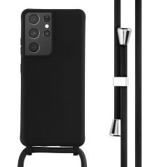 iMoshion Siliconen hoesje met koord Samsung Galaxy S21 Ultra - Zwart