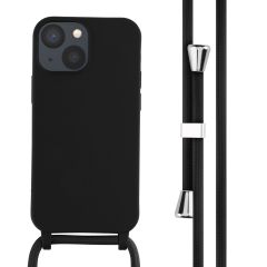 iMoshion Siliconen hoesje met koord iPhone 13 Mini - Zwart