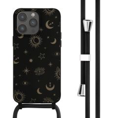 iMoshion Siliconen design hoesje met koord iPhone 14 Pro Max - Sky Black