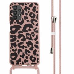 iMoshion Siliconen design hoesje met koord Samsung Galaxy A13 (4G) - Animal Pink