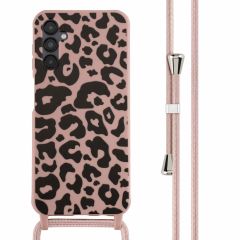 iMoshion Siliconen design hoesje met koord Samsung Galaxy A14 (5G/4G) - Animal Pink