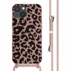 iMoshion Siliconen design hoesje met koord iPhone 13 - Animal Pink
