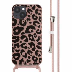 iMoshion Siliconen design hoesje met koord iPhone 14 - Animal Pink