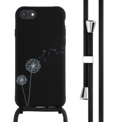 iMoshion Siliconen design hoesje met koord iPhone SE (2022 / 2020) / 8 / 7 - Dandelion Black