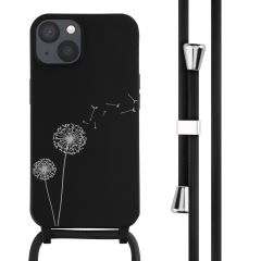 iMoshion Siliconen design hoesje met koord iPhone 13 - Dandelion Black
