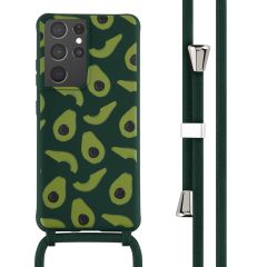 iMoshion Siliconen design hoesje met koord Samsung Galaxy S21 Ultra - Avocado Green