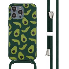 iMoshion Siliconen design hoesje met koord iPhone 14 Pro Max - Avocado Green