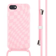 iMoshion Siliconen design hoesje met koord iPhone SE (2022 / 2020) / 8 / 7 - Retro Pink