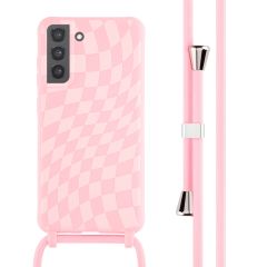 iMoshion Siliconen design hoesje met koord Samsung Galaxy S21 FE - Retro Pink