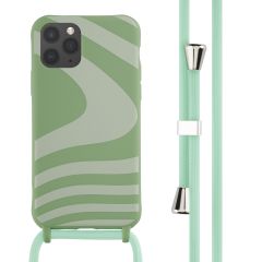 iMoshion Siliconen design hoesje met koord iPhone 11 Pro - Retro Green