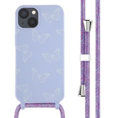 iMoshion Siliconen design hoesje met koord iPhone 13 - Butterfly