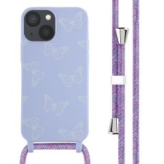iMoshion Siliconen design hoesje met koord iPhone 13 Mini - Butterfly