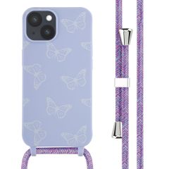 iMoshion Siliconen design hoesje met koord iPhone 14 - Butterfly