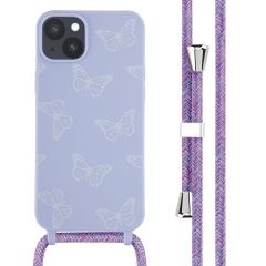 iMoshion Siliconen design hoesje met koord iPhone 14 Plus - Butterfly