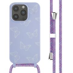 iMoshion Siliconen design hoesje met koord iPhone 14 Pro - Butterfly