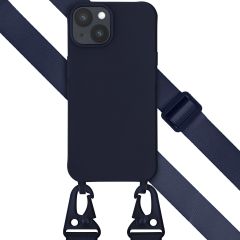 Selencia Siliconen hoesje met afneembaar koord iPhone 14 - Donkerblauw