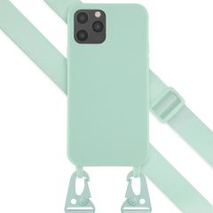 Selencia Siliconen hoesje met afneembaar koord iPhone 12 (Pro) - Turquoise