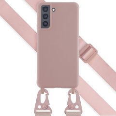 Selencia Siliconen hoesje met afneembaar koord Samsung Galaxy S21 FE - Sand Pink