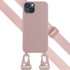 Selencia Siliconen hoesje met afneembaar koord iPhone 13 - Sand Pink