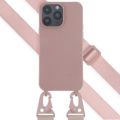 Selencia Siliconen hoesje met afneembaar koord iPhone 14 Pro Max - Sand Pink