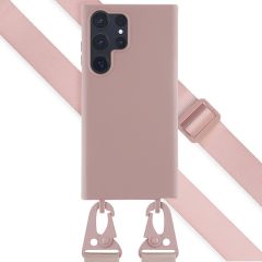 Selencia Siliconen hoesje met afneembaar koord Samsung Galaxy S23 Ultra - Sand Pink