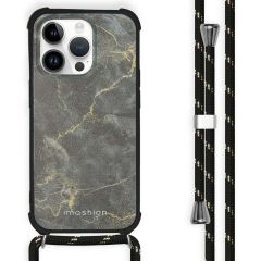 iMoshion Design Backcover met koord iPhone 14 Pro - Black Marble