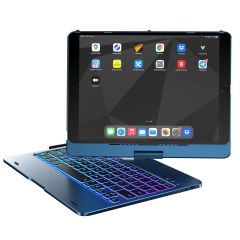 Accezz 360 Slim Keyboard QWERTY Bookcase iPad 9 (2021) 10.2 inch / iPad 8 (2020) 10.2 inch / iPad 7 (2019) 10.2 inch - Donkerblauw