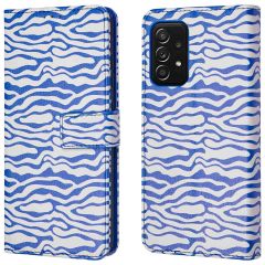 iMoshion Design Bookcase Samsung Galaxy A52(s) (5G/4G) - White Blue Stripes