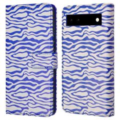 iMoshion Design Bookcase Google Pixel 6a - White Blue Stripes