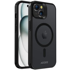 Accezz Rugged Frosted Backcover met MagSafe iPhone 15 - Zwart
