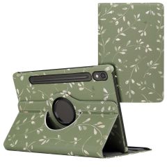 iMoshion 360° Draaibare Design Bookcase Samsung Galaxy Tab S9 - Green Flowers