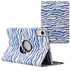 iMoshion 360° Draaibare Design Bookcase Xiaomi Redmi Pad SE - White Blue Stripes