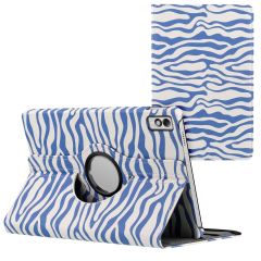 iMoshion 360° Draaibare Design Bookcase Lenovo Tab M10 5G - White Blue Stripes