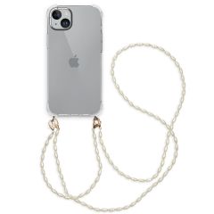 iMoshion Backcover met koord + armband - Parels iPhone 15 Plus - Transparent