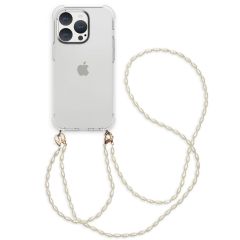 iMoshion Backcover met koord + armband - Parels iPhone 15 Pro - Transparent