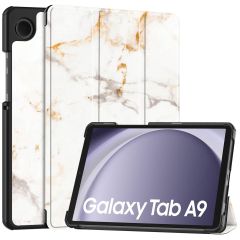 iMoshion Trifold Design Bookcase Samsung Galaxy Tab A9 8.7 inch - White Marble